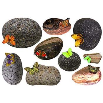 Autocollants Papillons sur Galets de Plage - 1 Planche 42,5 x 65 cm