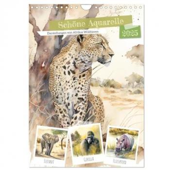 Schöne Aquarelle. Darstellungen von Afrikas Wildtieren (Wandkalender 2025 DIN A4 hoch) CALVENDO Monatskalender