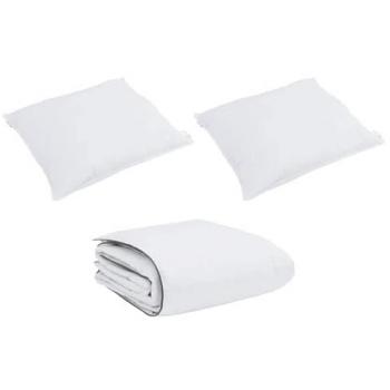 Coperta Tricolore con Cuscino 3 pcs – Bianco, 200 x 220 cm
