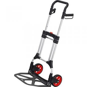 MEISTER - Carrello a mano pieghevole con ruote, 3 altezze regolabili, ampia superficie di carico con battistrada in gomma piena, in alluminio, 8985710