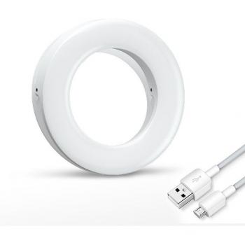 UPMOSTEK Mini Ringlampe LED, USB-Ladung, Klemme für iPhone und Android, wiederaufladbares Make-up Licht