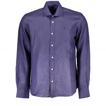 North Sails Langarmherrenhemd Blau Regular Fit mit Italienkragen