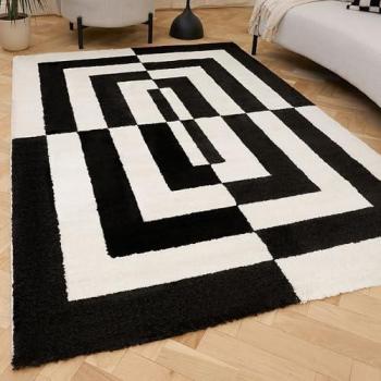 Black Joli Geometric Living Bedroom Rug 200cm x 290cm