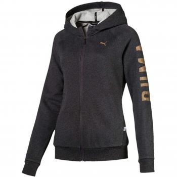 Hoody Puma Athletic FZ Mujer Negro Pardo Medalla Gris Medio