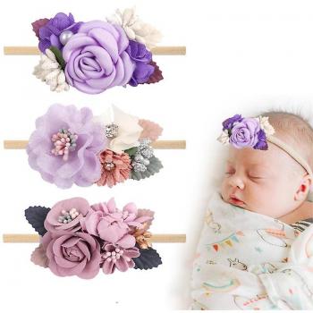 Set de 3 Bandeaux Floraux Élastiques pour Bébé