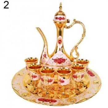 8-Piece Wedding Metal Wine Cup and Kettle Tray Set