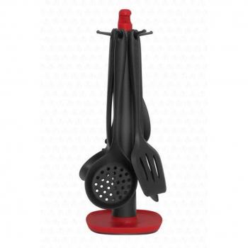 Juego Completo de 7 Espátulas Valletta Claris, Incluye Soporte, Color Negro