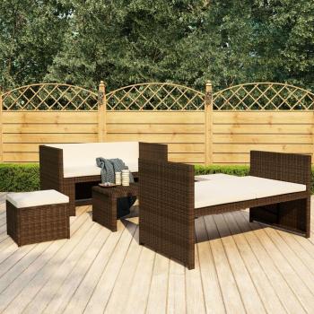 VidaXL 5-teiliges Garten-Lounge-Set mit bequemen Auflagen aus Poly Rattan in Braun