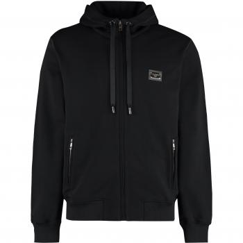 Dolce & Gabbana Black Cotton Zip Hoodie for Men | Size L
