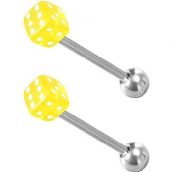 Barres de langue en acier chirurgical 316L avec silicone Koosh, bleu, 2 pièces/lot