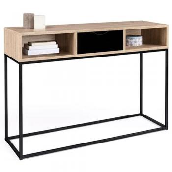 Consolle Boston nera singolo cassetto con armadietti in stile industriale