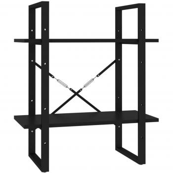 Libreria a 2 Ripiani Nera 60x30x70 cm in Truciolato