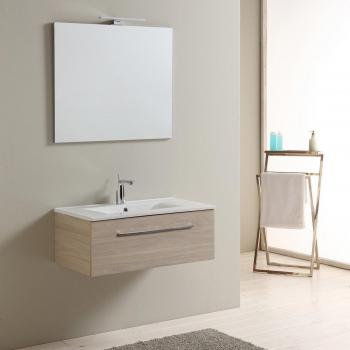 Mobiles Badezimmertrocknisfeld 80 cm Brenta – 1‑Kassette, Olmo-Leone-Glasfinish, keramisches Waschbecken integriert