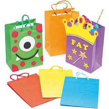 Festive Coloured Gift Bags (Pack of 6)