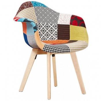 Sedia Pranzo Patchwork Tub con Gambe di Legno