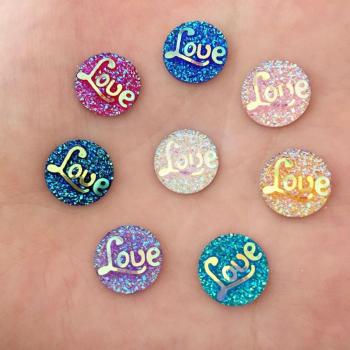 DIY 40 Stuks 12mm AB Hars Ronde LIEFDE Flatback Steen
