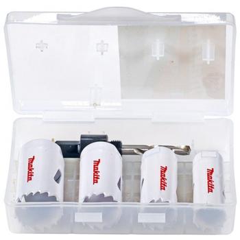 Set de sierras de corona Makita D‑33641 22‑25‑29‑32 mm con adaptador y broca