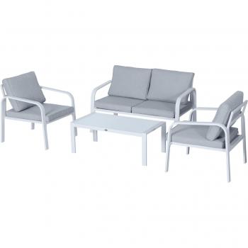VidaXL Set Divani da Giardino 2 pz con Cuscini in Polyrattan Grigio