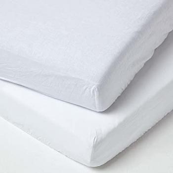 White Linen Fitted Cot Sheet 60 x 120 cm, Pack of 2