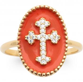 Bague Croisé Plaqué or 17x12 mm