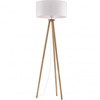 Corralee Tripod Floor Lamp by BRITOP - Wood & White Fabric