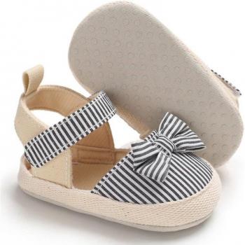 Sandalias de bebé niña transpirable con patrón de rayas y suela antideslizante