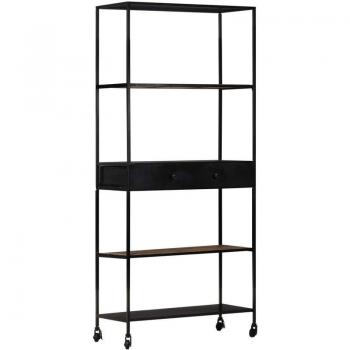 Lusso Casadino – Libreria 80×35×180 cm in legno di mango grezzo e ferro
