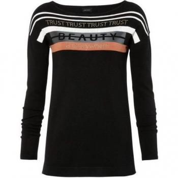 Laura Scott Strickpullover mit Glitzersteinen in Streifen-Design (Gr. 48)