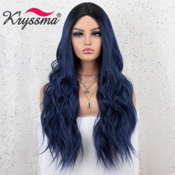Kryssma Long Wavy Blue Wig