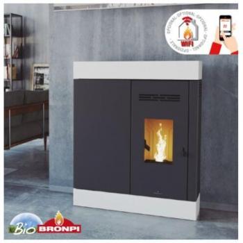 Bronpi Poêle à granulés Cira 8 kW Extra‑Plat Blanc