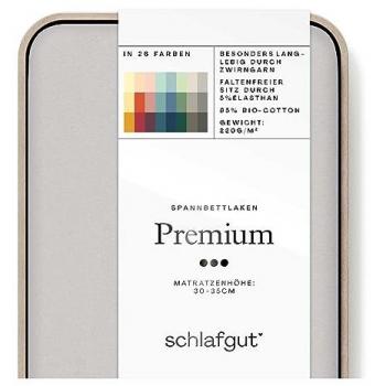Spannbettlaken SCHLAFGUT Premium Laken Gr. B/L: 180-200 cm x 200-220 cm, 1 St., Mako-Zwirn-Jersey, 180-200 x 200-220 cm 30 cm, grau (grey light) nachhaltige Zero Waste Verpackung
