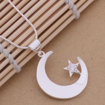 Pendente collana in catena placcato argento 925, 45cm