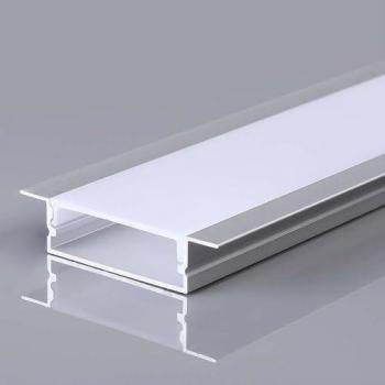 Profilo Alluminio Silver per Strip led Incasso (Max l: 12,4mm) Satinato 2000x30x10mm