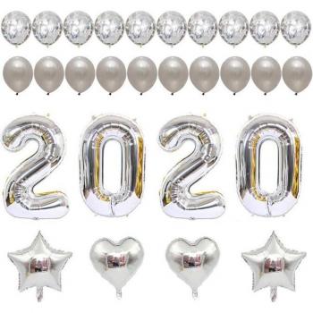 40 Zoll Ziffernballons Rose Gold Silber für Weihnachten
