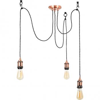 Alton Industrial Cluster Pendant Light - Copper - 3 Bulb - 118cm