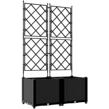 Jardineras con Enrejado 2 Unidades Color Negro 80x40x143 cm