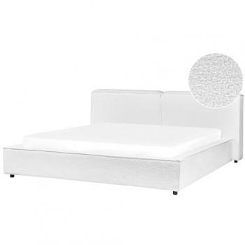 Boucle Upholstered Bed Frame Super King Size White