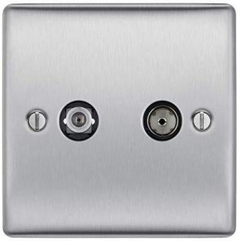 Nexus Brushed Steel Dual Co-Axial and Satellite Socket