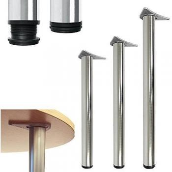 Adjustable Satin Table Leg for Breakfast Bar, 870mm Length with 60mm Diameter Base