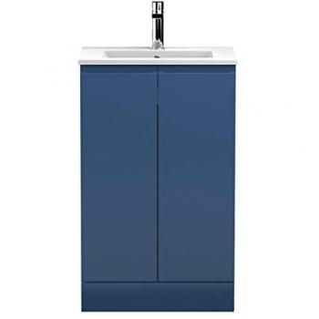 VASARI Hudson Reed Urban Floor Standing 2-Door Vanity Unit with Basin 2 Satin Blue - 500mm Wide