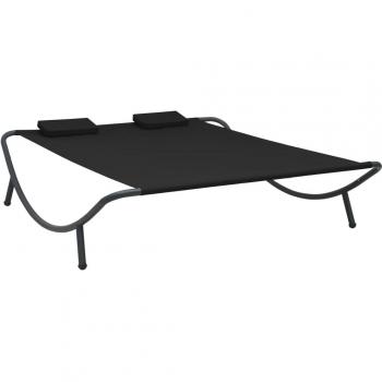 Chaise longue d'extérieur tissu noir vidaXL