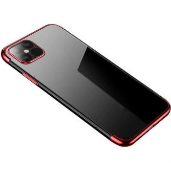 Cover Smartphone Hurtel in Gel – Cornice Metallica Trasparente per Samsung Galaxy S21+ 5G, Rosso