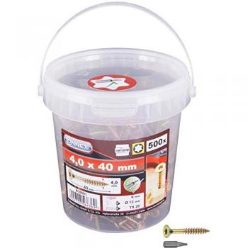 Vis Torx B30081 pour panneaux agglomérés – 500 pièces, mèche jaune galvanisée