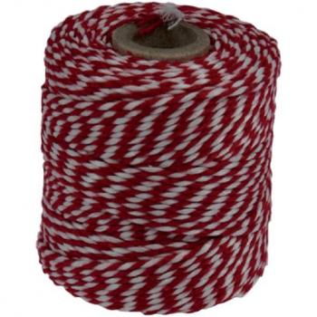 Katoenen touw 50 gram 45 meter rood/wit