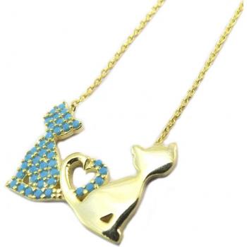 Lily Tesoro P2436 – Collar de Plata con “Chats” Turquesa Dorado