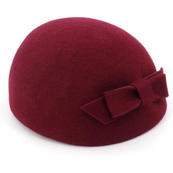 Wool Fedora Hat with Bowknot for Ladies