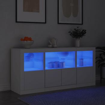 Sideboard with LED Lights White 142.5x37x67 cm Vidaxl