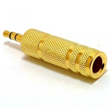 6.35mm Stereo Socket to 3.5mm Stereo Male Jack METAL GOLD Adapter