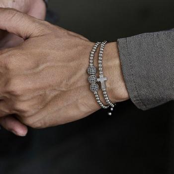 Men's 2 Pcs Long Elbow Charm Bracelet Set
