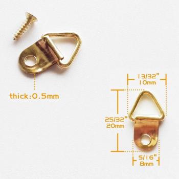 100pcs Mini Golden Triangle D-Ring Hooks for Picture Frames 10x20mm